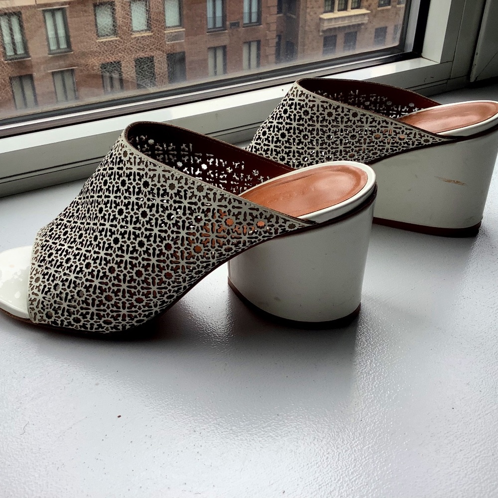 Clergerie Laser Cut Chunky Heel Slide Size 37